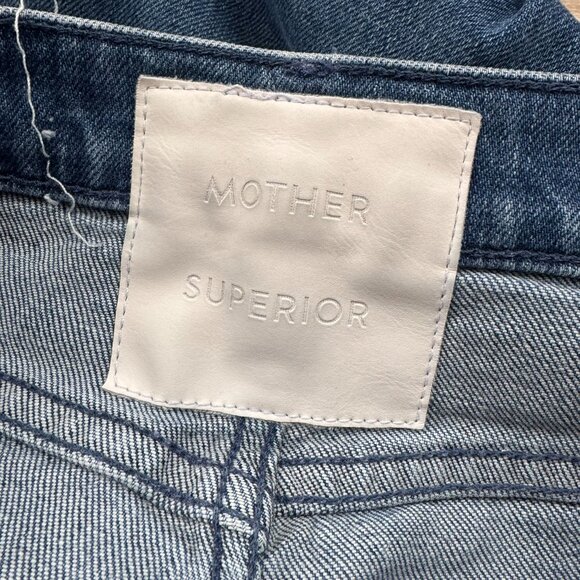 MOTHER Superior The Lil Half Pipe Flood Barrel Jeans Black Blue 24 - Picture 7 of 16